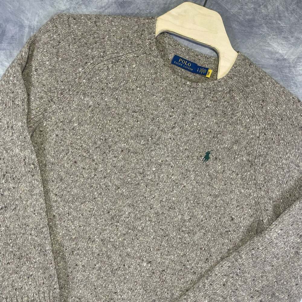 Polo Ralph Lauren Speckled Wool Blend Sweater Size L Gray Donegal
